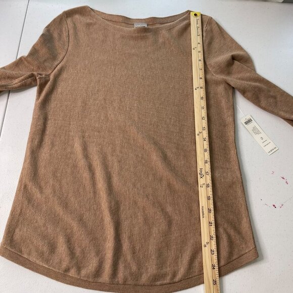 New Chico's Bateau Neck Shirttail Hem Pullover Sweater Women's S Dusty Cedar Tan - Picture 8 of 10